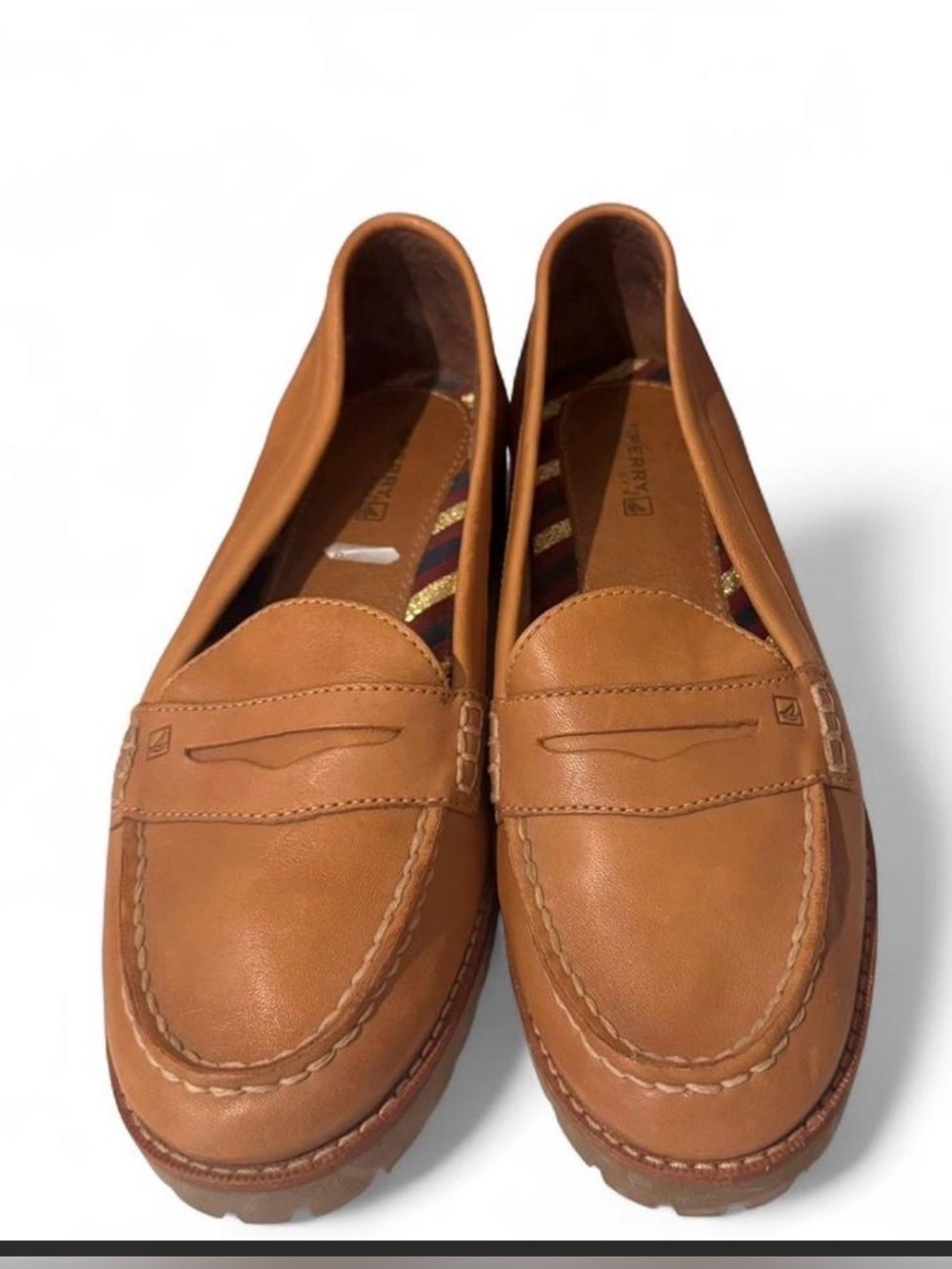 Sperry Top Sider 8W Women’s Brown Leather Penny Loafer Chunky Preppy Academia - Picture 2 of 7